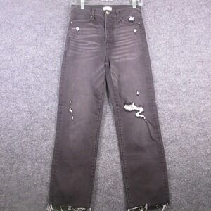 Serra Retreat Jeans Womens 4/27 Gray Carbon Beach High Rise Distressed Cropped